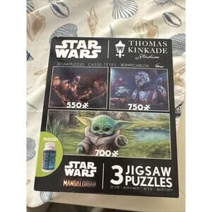 Star Wars The Mandalorian - 3 Jigsaw Puzzles By Thomas Kinkade - NEW - Baby Yoda
